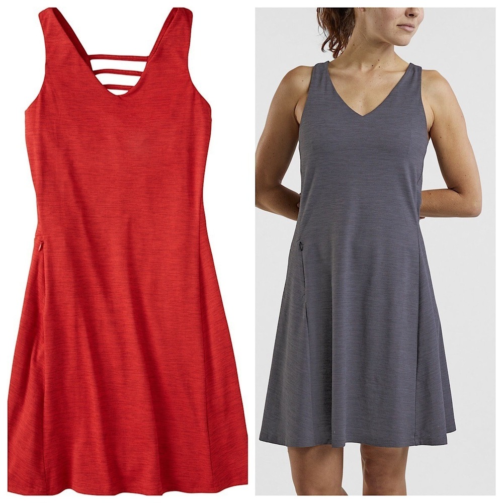Toad&Co Tomboy Evolution Dress Womens Sz L Red Strappy V-Neck Sleeveless